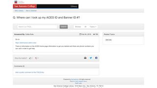 Where can I look up my ACES ID and Banner ID #? - Ask a Librarian