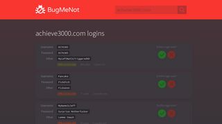 achieve3000.com passwords - BugMeNot