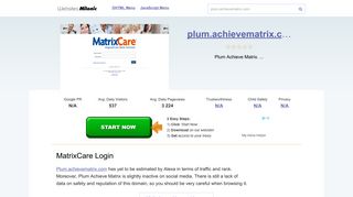 Plum.achievematrix.com website. MatrixCare Login.