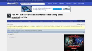 Has AC: Initiates been in maintenance for a long time? - Assassin's ...