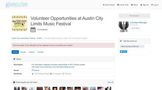 Volunteer Opportunities at Austin City Limits Music Festival - GivePulse