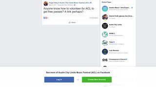 Paige Haley - Anyone know how to volunteer for ACL to get... | Facebook