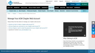 Manage Your ACM Chapter Web Account
