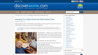Managing Your Health Online with ACMC Patient Portal
