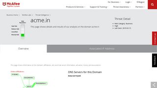 www.omega.acme.in - Domain - McAfee Labs Threat Center