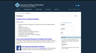 Students | American College of Nutrition