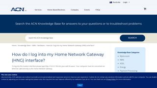 How do I log into my Home Network Gateway (HNG ... - ACN Pacific