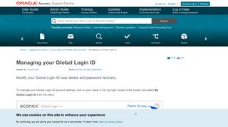 Managing your Global Login ID | Oracle Aconex Support Central
