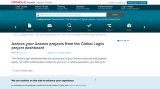 Access your Aconex projects from the Global Login project dashboard ...