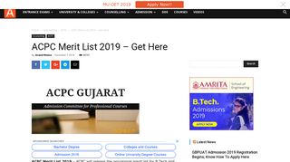 ACPC Merit List 2019 - Get Here | AglaSem Admission