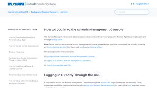 How to: Log in to the Acronis Management Console – Ingram Micro ...