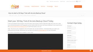 rhipe | How to start a 30 Days Trial with Acronis Backup Cloud - rhipe
