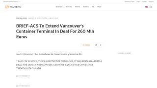 BRIEF-ACS To Extend Vancouver's Container Terminal In Deal For ...