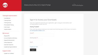 ACS Client Portal - Downloads Log On | ACS Technologies