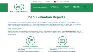 WES Evaluation Reports - World Education Services
