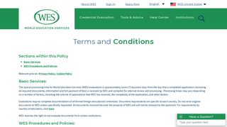Terms and Conditions - World Education Services