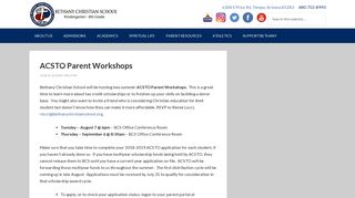 ACSTO Parent Workshops - Bethany Christian School