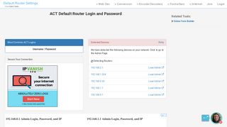 ACT Default Router Login and Password - Clean CSS