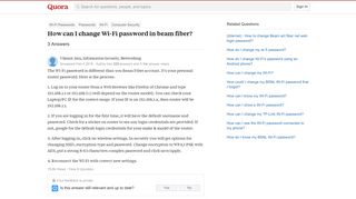 How can I change Wi-Fi password in beam fiber? - Quora