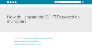 How do I change the Wi-Fi Password on my router? | D-Link UK