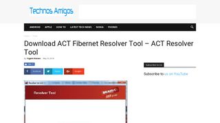 Download ACT Fibernet Resolver Tool - ACT Resolver Tool