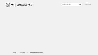 The new Self Service Portal | ACT Revenue Office - Website