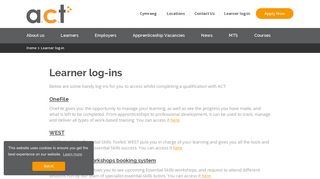Learner log-in - ACT Training