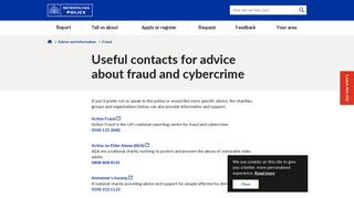 Useful contacts for advice about fraud and cybercrime | The Met