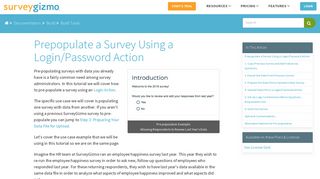 Prepopulate a Survey Using a Login/Password Action | SurveyGizmo ...