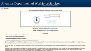 Tax21 : Login - Arkansas Department of Workforce Services