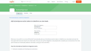 Add ActionSprout action takers to Salesforce as new leads | Zapier
