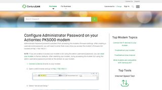 Configure Administrator Password on your Actiontec PK5000 ...