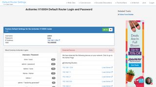 Actiontec V1000H Default Router Login and Password - Clean CSS