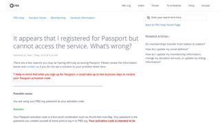 It appears that I registered for Passport but cannot access the service ...