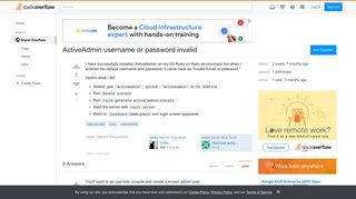 ActiveAdmin username or password invalid - Stack Overflow