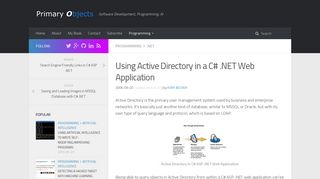 Using Active Directory in a C# .NET Web Application | Primary Objects