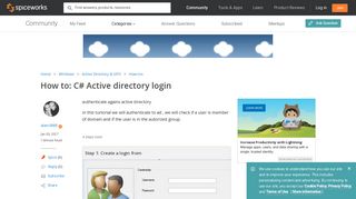 C# Active directory login - Spiceworks