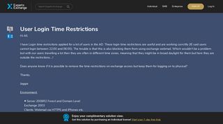 User Login Time Restrictions - Experts Exchange