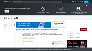 Active Directory Authentication using Email address - Server Fault