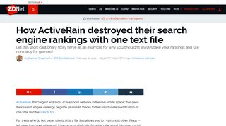 How ActiveRain destroyed their search engine rankings with one text ...