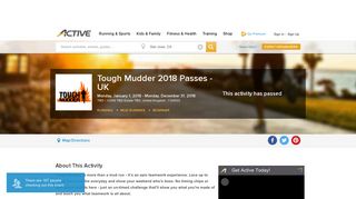 Tough Mudder 2018 Passes - UK 2018 | ACTIVE