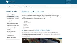 Create a teacher account – Actively Learn