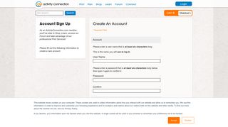 Create Account - Activity Connection.com | Activity Director and Activity ...
