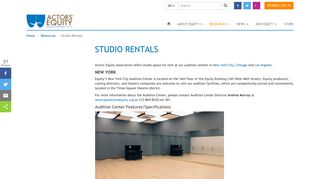 Studio Rentals · Actors' Equity Association