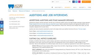 Auditions and Job Interviews · Actors' Equity Association