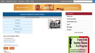 Actors Federal Credit Union - NYC, NY - Credit Unions Online