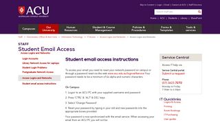 Student Email Access - ACU (Australian Catholic University)