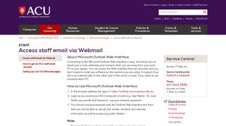 Access staff email via Webmail - ACU Staff