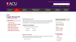 Login Accounts - ACU (Australian Catholic University)