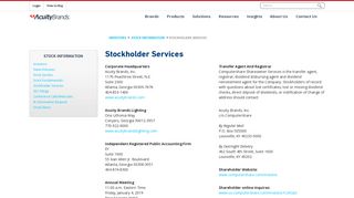 Stockholder Services - Investor Information - Acuity Brands